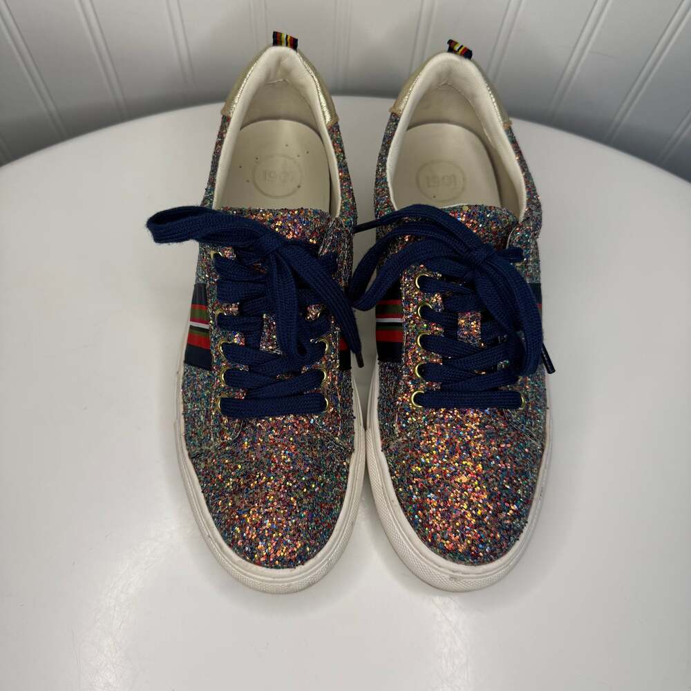 Glitter Rainbow Nordstrom 1901 Sneakers 7.5 color sequin pride preppy funky shoe